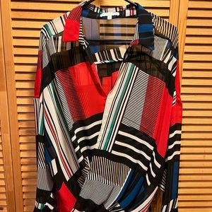 Chai’s color block cross over blouse